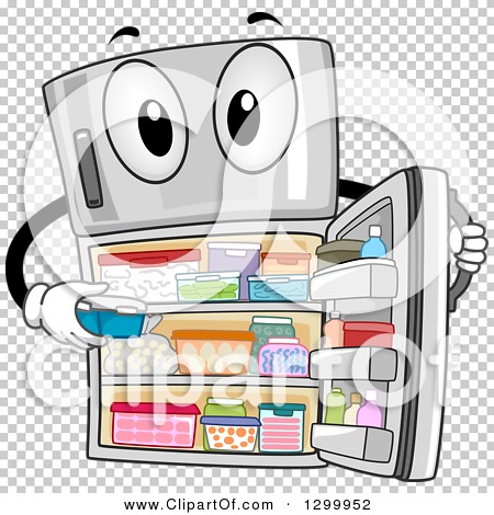 Clipart of a Cartoon Fully Stocked Refrigerator Character - Royalty ...