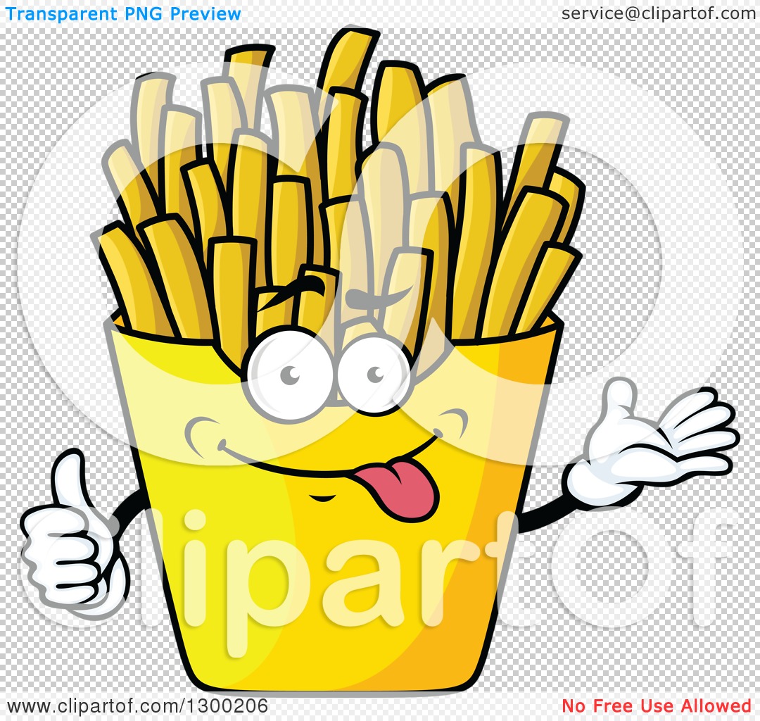 Clipart of a Cartoon Goofy French Fries Character - Royalty Free Vector ...