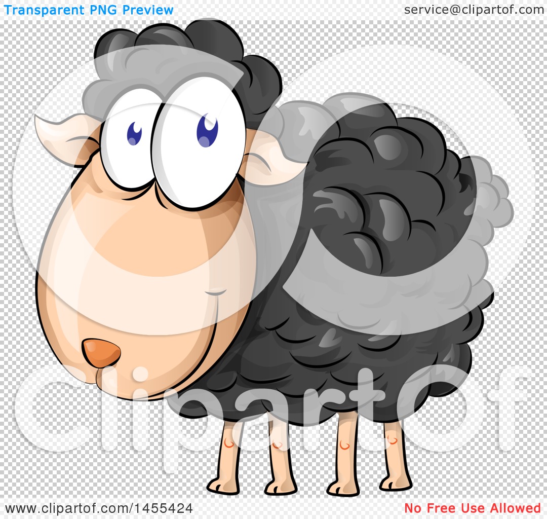 Clipart of a Cartoon Happy Black Sheep - Royalty Free Vector
