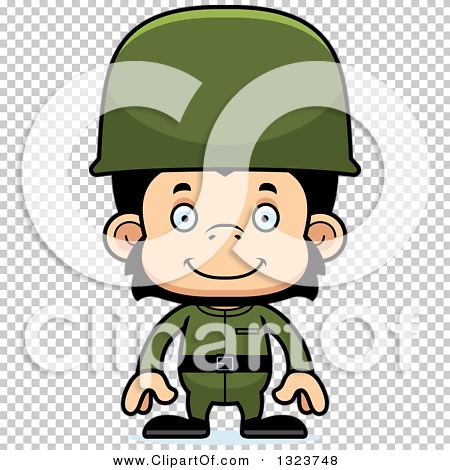 Clipart of a Cartoon Happy Chimpanzee Monkey Soldier - Royalty Free ...