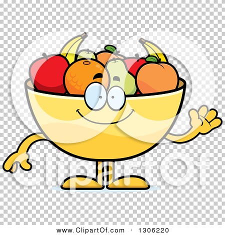 Clipart of a Cartoon Happy Friendly Fruit Bowl Character Waving ...