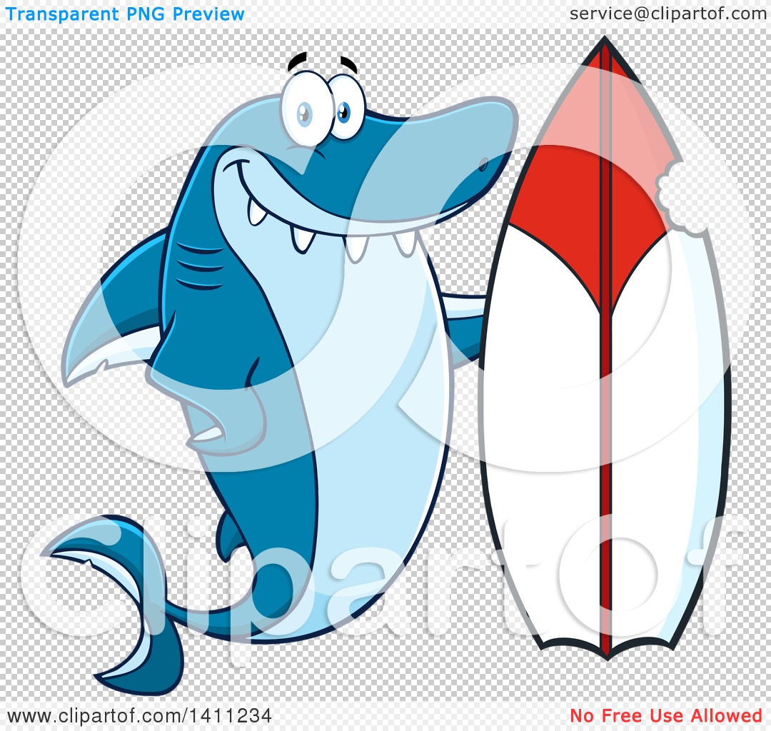 Clipart Of A Cartoon Happy Shark Mascot Character With A Bite