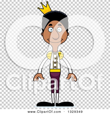 Clipart of a Cartoon Happy Tall Skinny Black Man Prince - Royalty Free