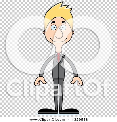 Clipart of a Cartoon Happy Tall Skinny White Business Man - Royalty