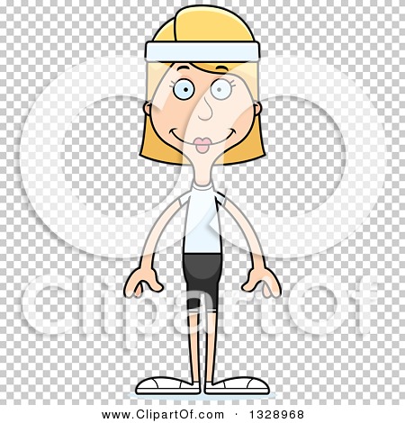 Clipart of a Cartoon Happy Tall Skinny White Fit Woman - Royalty Free