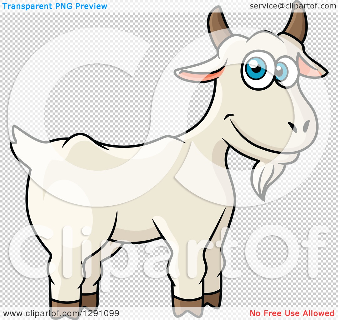 Clipart of a Cartoon Happy White Goat with Blue Eyes - Royalty Free Vector  Illustration by Vector Tradition SM #1291099