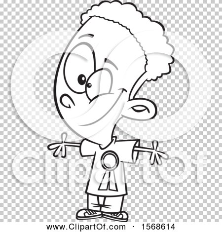 Download Clipart of a Cartoon Lineart Black Boy Wearing a Student of the Month Ribbon - Royalty Free ...