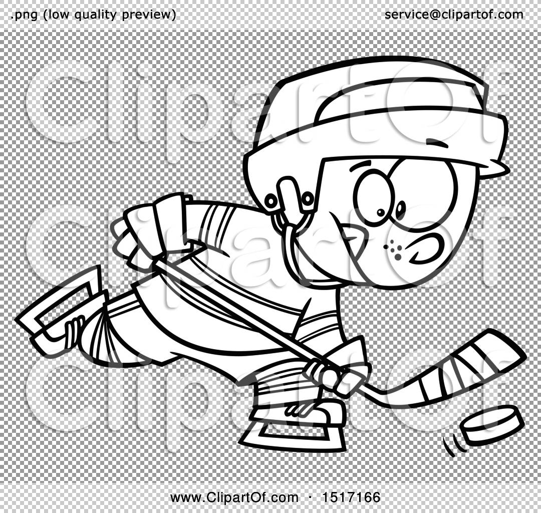 cute and playful cartoon boy hockey player, isolated on a white background  Stock Vector