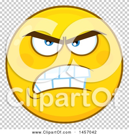 Clipart of a Cartoon Mean Yellow Emoji Smiley Face - Royalty Free ...