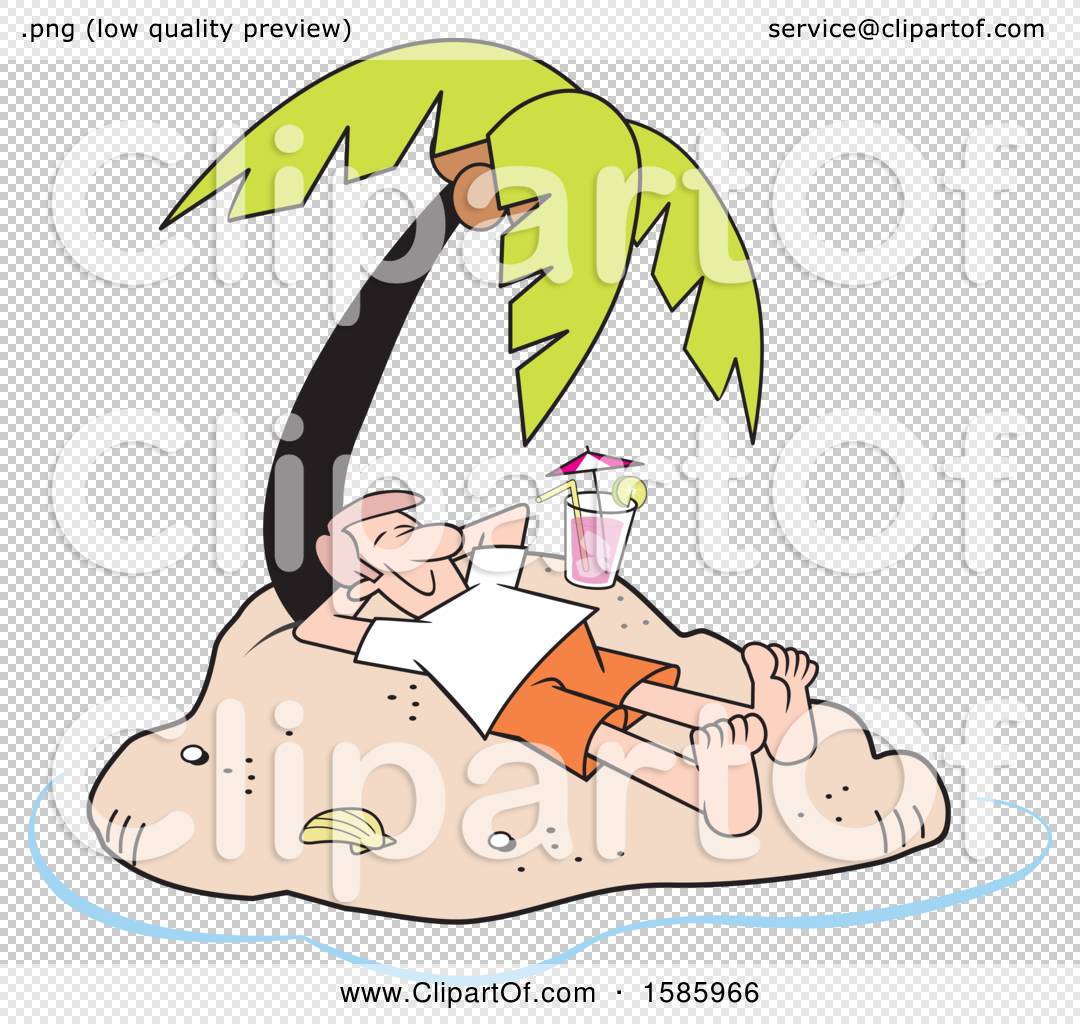 Clipart of a Cartoon Relaxed White Man Relaxing with a Cocktail on a  Private Island - Royalty Free Vector Illustration by Johnny Sajem #1585966