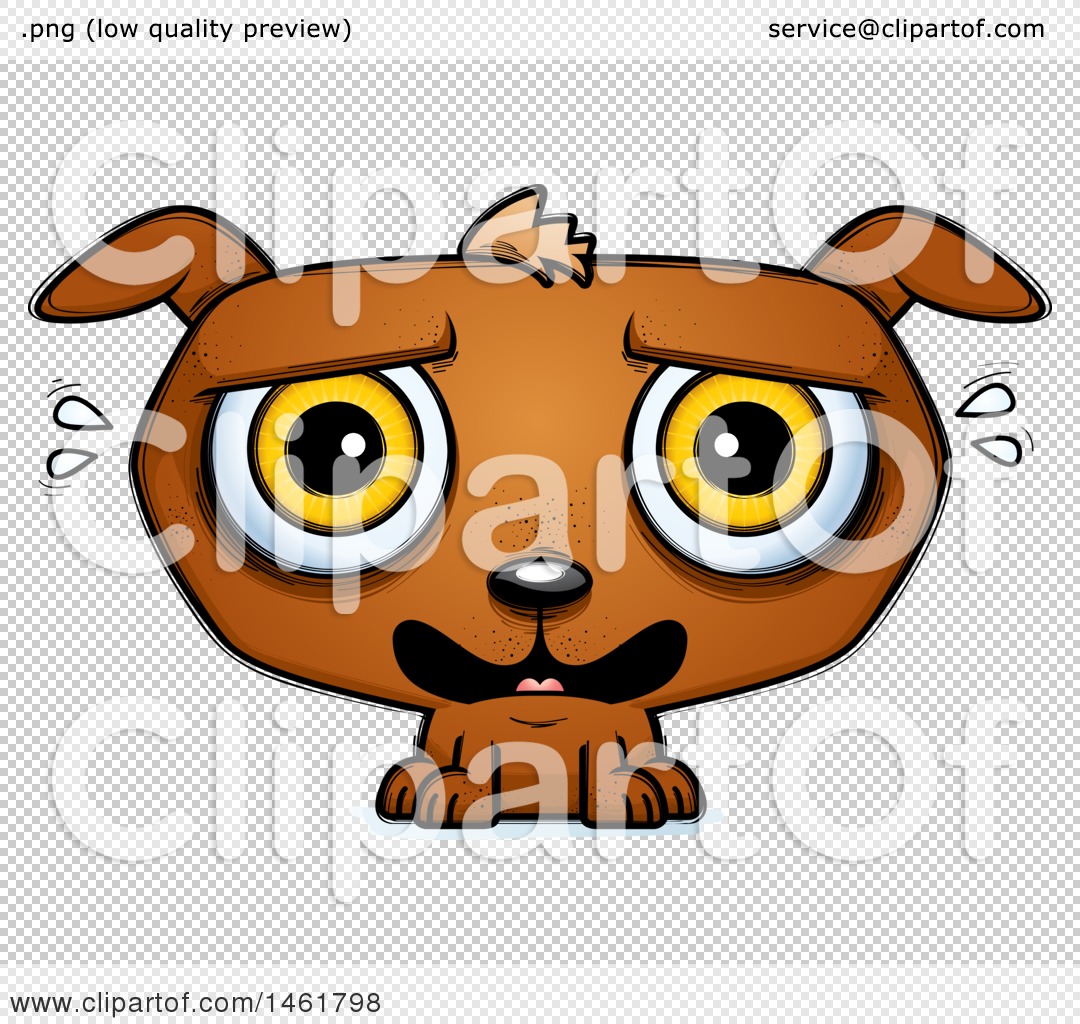 Clipart of a Cartoon Scared Evil Puppy Dog - Royalty Free Vector