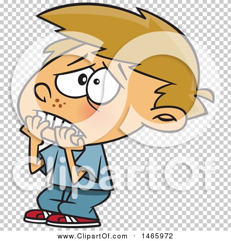Clipart of a Cartoon Scared White Boy Biting His Finger Nails - Royalty ...