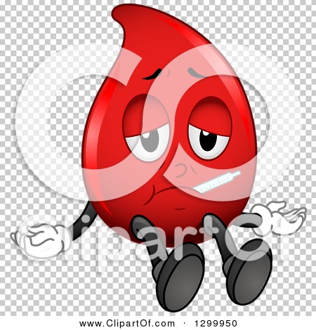Clipart of a Cartoon Sick Blood Drop Character with a Thermometer ...