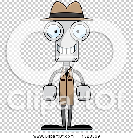 Clipart of a Cartoon Skinny Happy Robot Detective - Royalty Free Vector ...