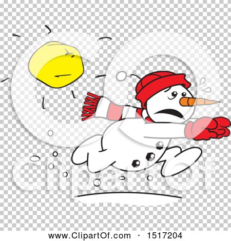 Clipart of a Cartoon Snowman Running from the Sun - Royalty Free Vector ...