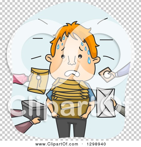Clipart of a Cartoon Stressed Red Haired White Messenger Receiving
