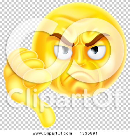 Clipart of a Cartoon Unhappy Yellow Emoji Emoticon Giving a Thumb down ...
