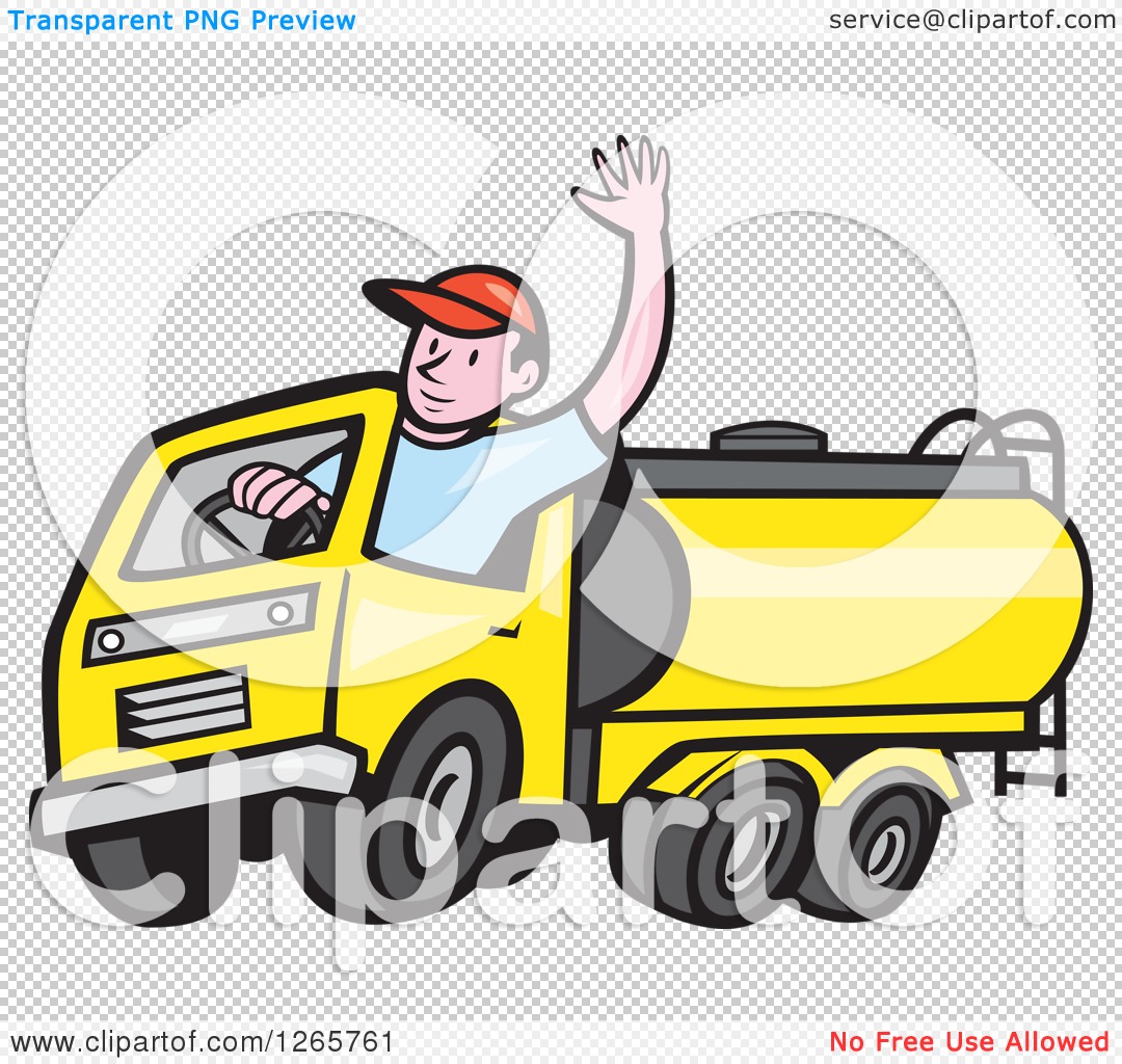 Clipart of a Cartoon White Male Tanker Truck Driver Waving - Royalty Free  Vector Illustration by patrimonio #1265761