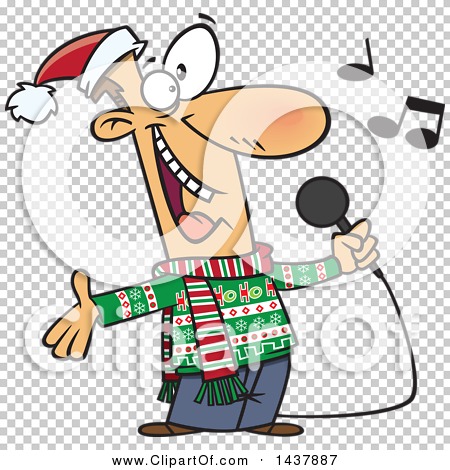 Clipart of a Cartoon White Man Singing Christmas Karaoke ...