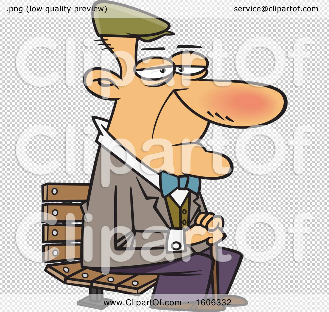 cartoon person sitting on a bench