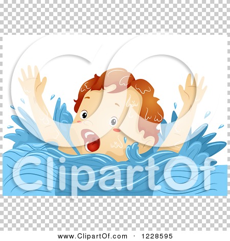 Clipart of a Caucasian Boy Screaming for Help While Drowning - Royalty ...