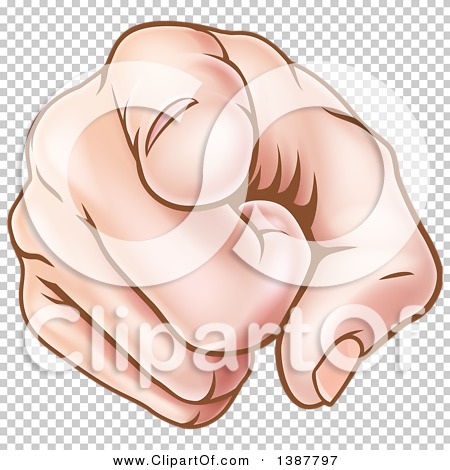 Clipart of a Caucasian Hand Pointing Outwards - Royalty Free Vector