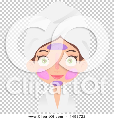 Clipart of a Caucasian Spa Girl with Multiple Face Masks on - Royalty