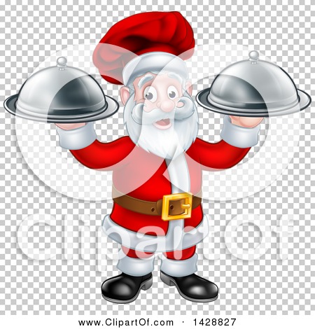 Download Clipart of a Christmas Santa Claus Chef Holding Two Cloche ...