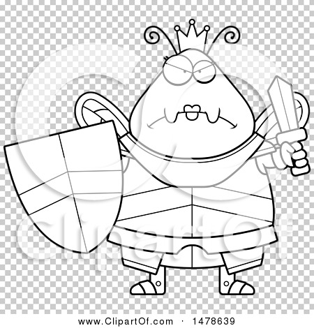 Download Clipart of a Chubby Lineart Mad Queen Bee in Armor ...