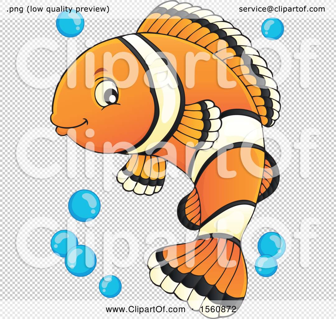 Clipart of a Clownfish with Bubbles - Royalty Free Vector