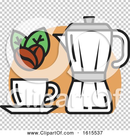 Clipart of a Coffee Cup with Beans - Royalty Free Vector Illustration