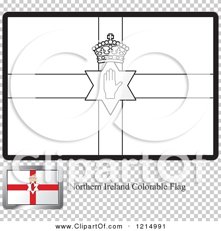 Clipart of a Coloring Page and Sample for a Northern Ireland Flag