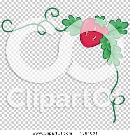 Clipart of a Corner Border of a Strawberry and a Vine - Royalty Free