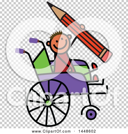 stick people children clipart with wheelchair