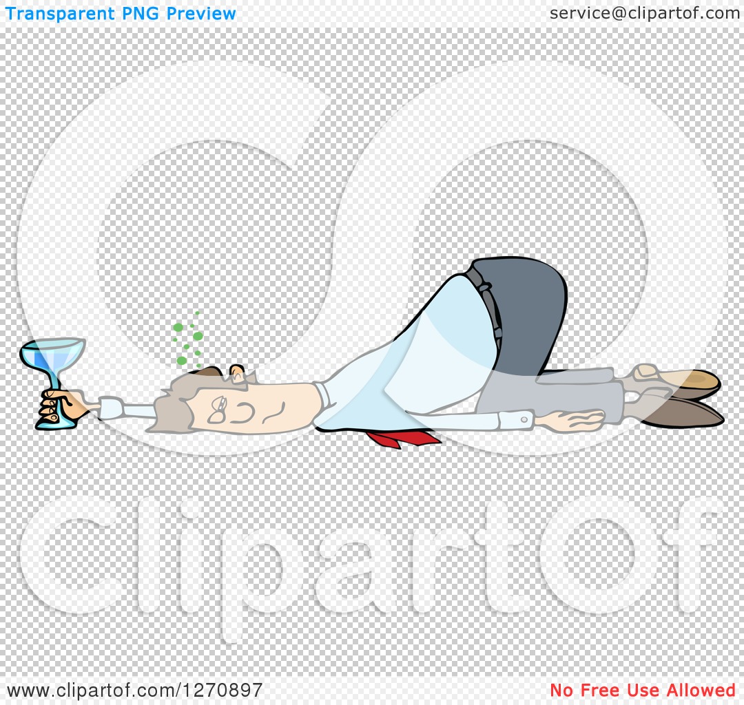 Clipart Of A Drunk White Business Man Passed Out On The