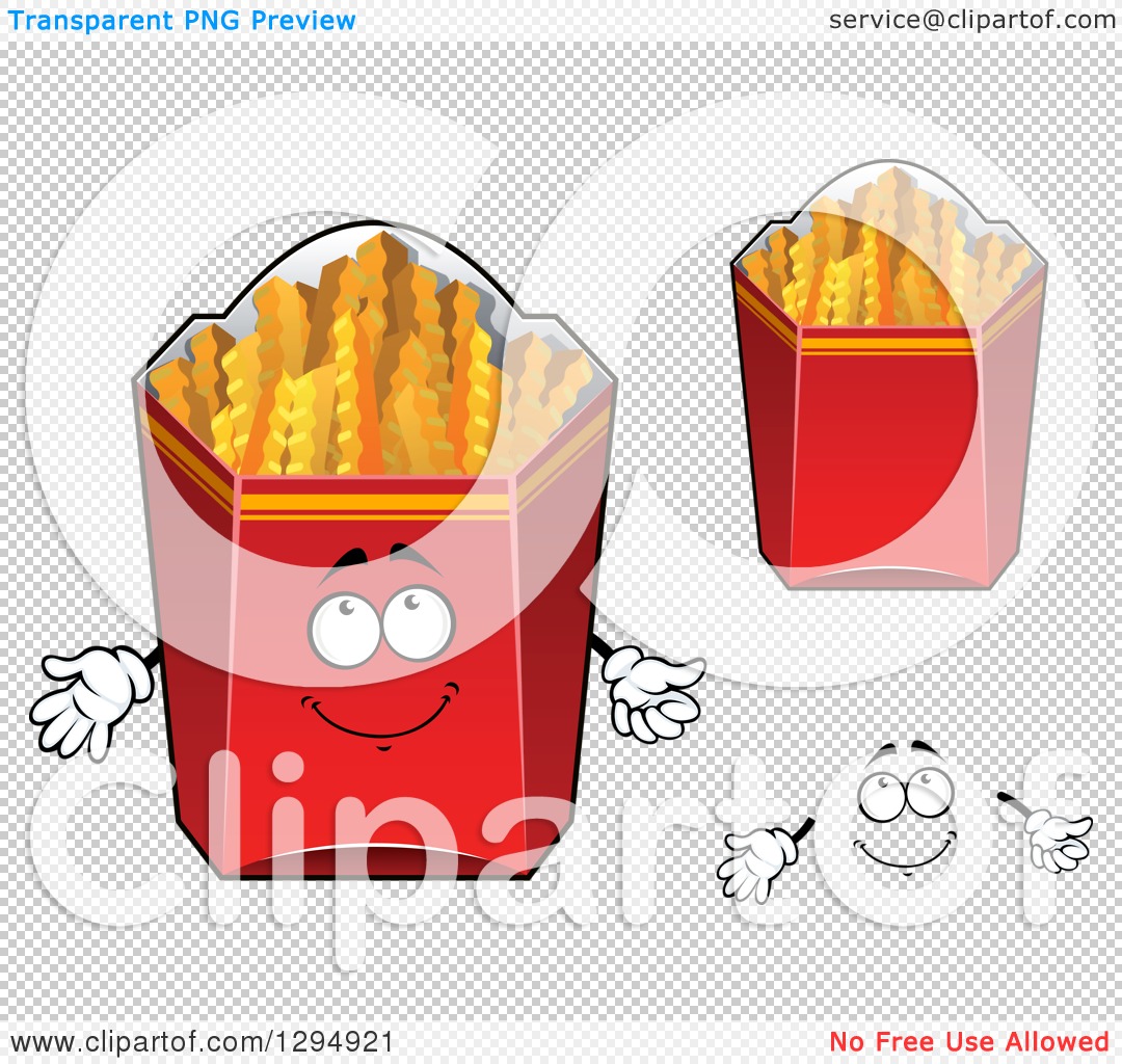 Clipart of a Face and Boxes of Crinkle French Fries - Royalty Free ...