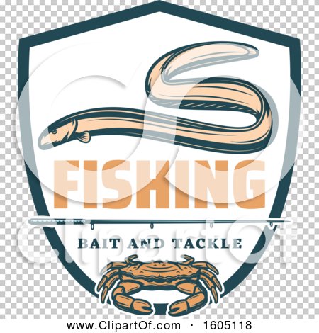Clipart of a Fishing Design with a Crab Hook Paddle and Poles