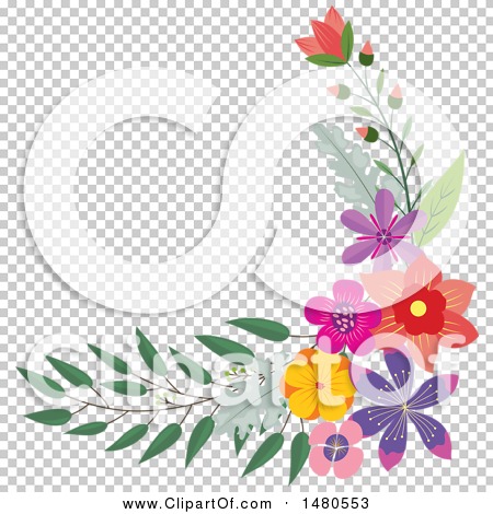 Clipart of a Floral Bouquet Border Design Element - Royalty Free Vector