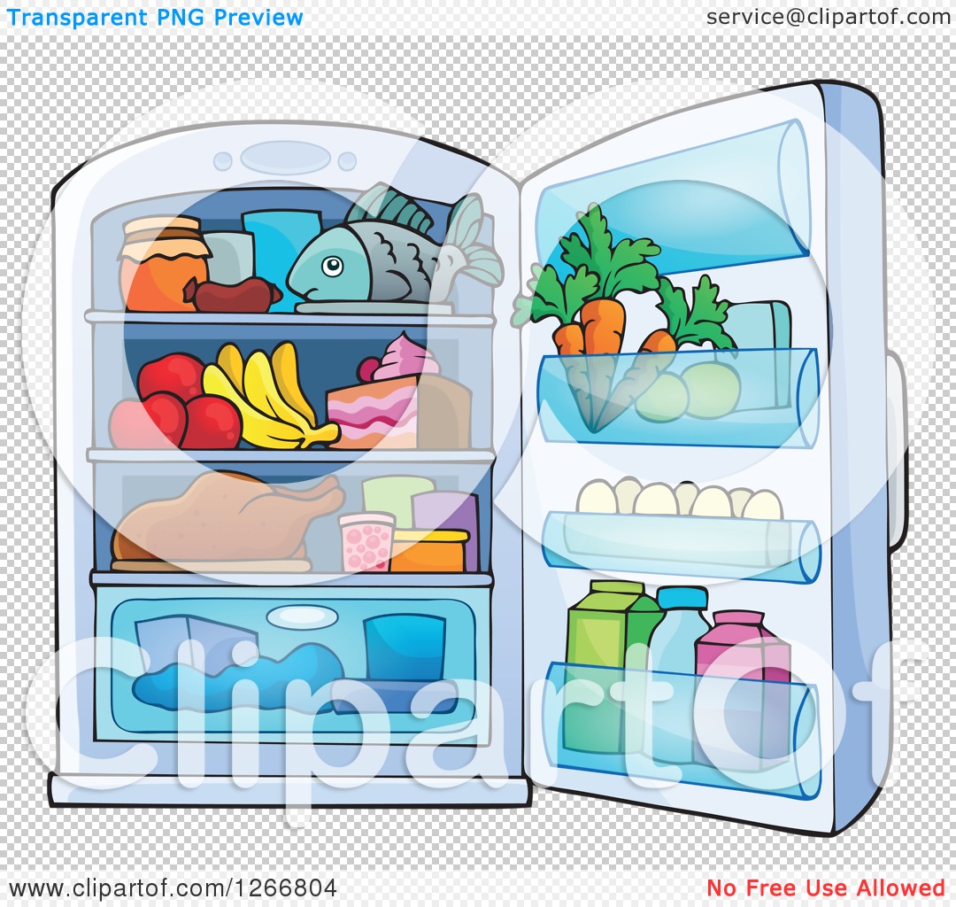 Clipart of a Full Refrigerator - Royalty Free Vector Illustration by