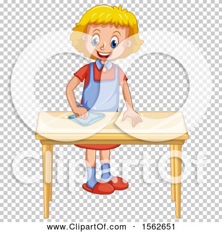Clipart of a Girl Wiping a Table - Royalty Free Vector Illustration by ...
