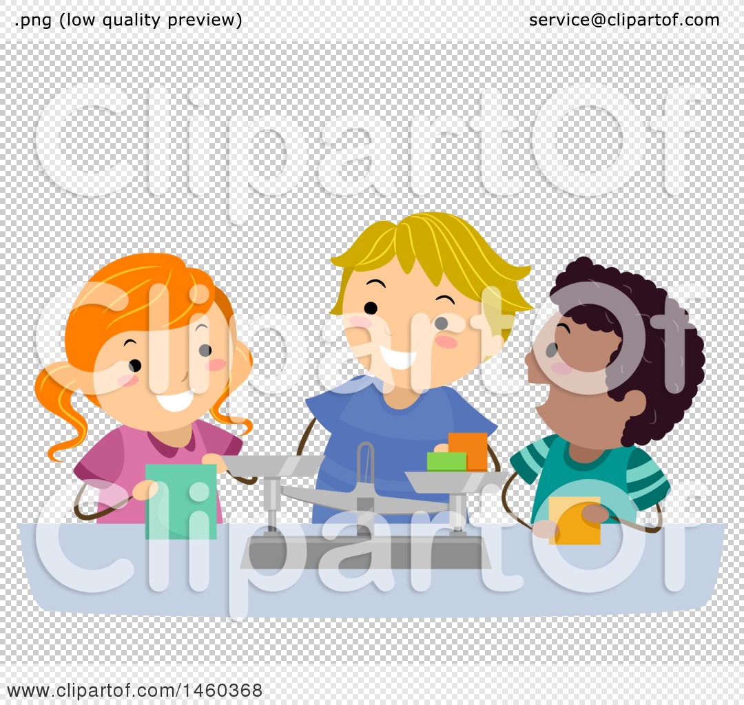 Clipart of a Group of Children Measuring with a Scale - Royalty Free ...