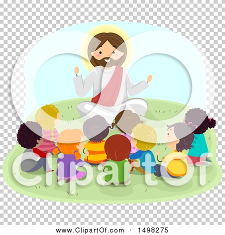 Clipart of a Group of Children Sitting Around Jesus - Royalty Free ...