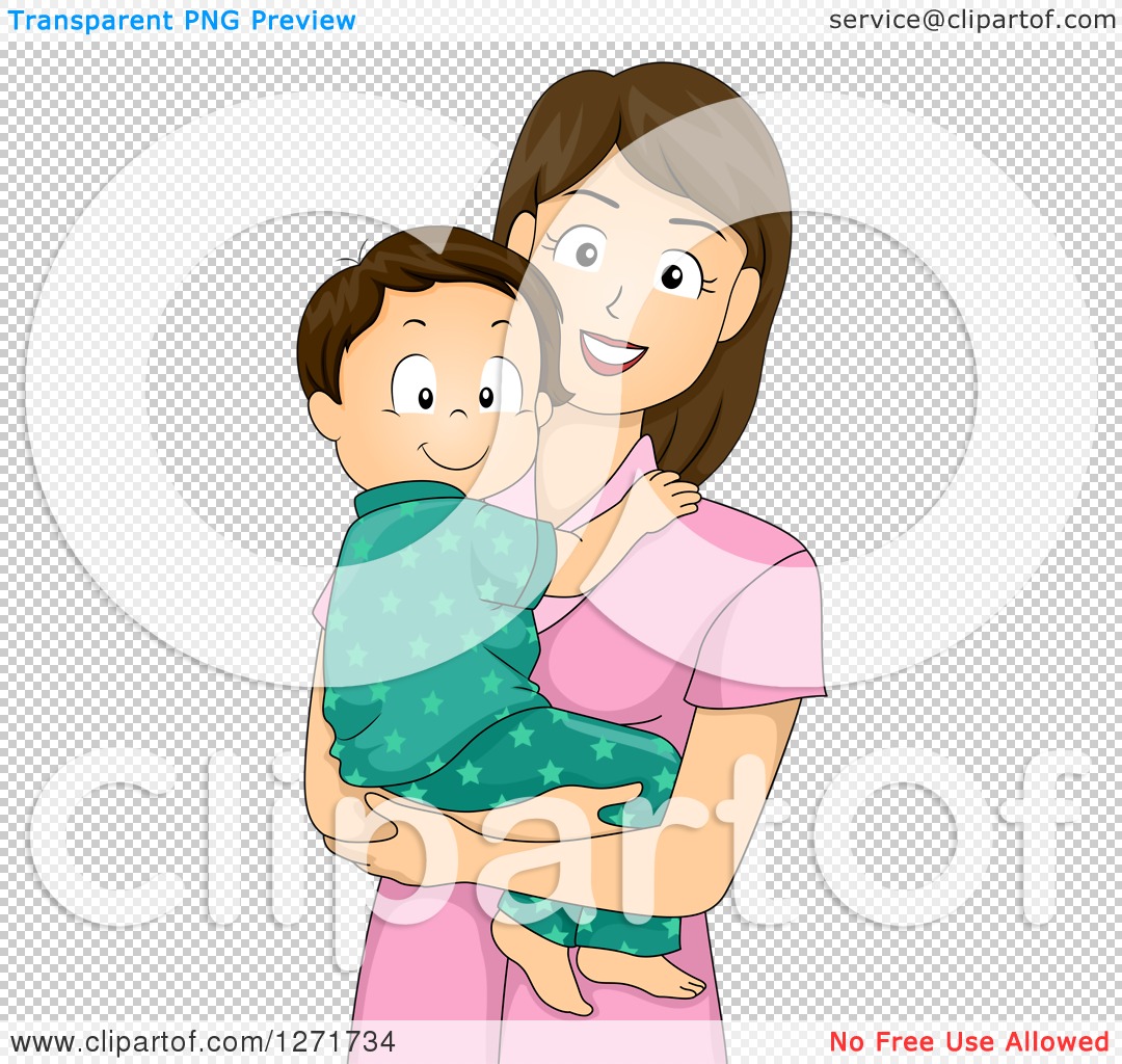 Clipart Of A Happy Brunette White Mother Holding Her
