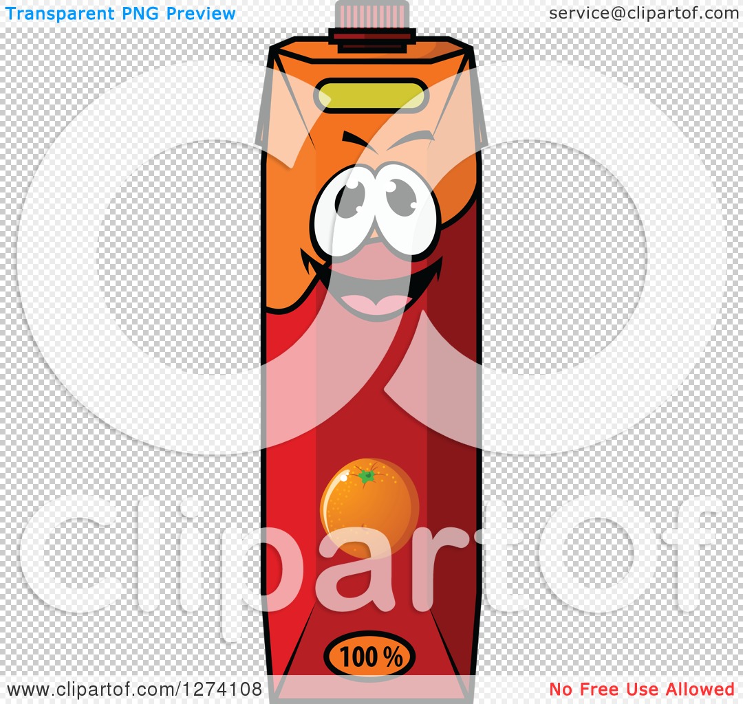 Clipart of a Happy Carton of Orange Juice 2 - Royalty Free Vector
