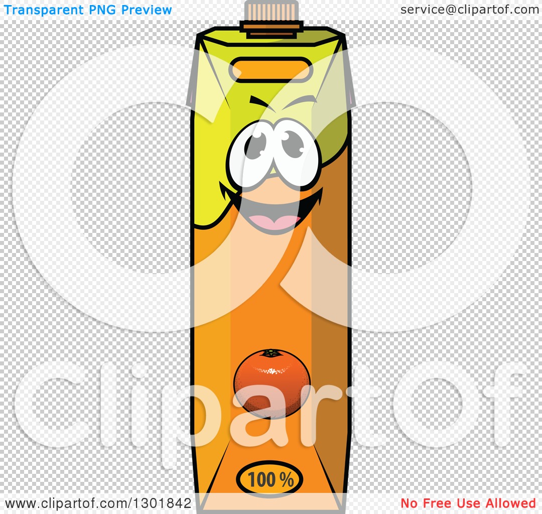 Clipart of a Happy Cartoon Orange Juice Carton - Royalty Free Vector