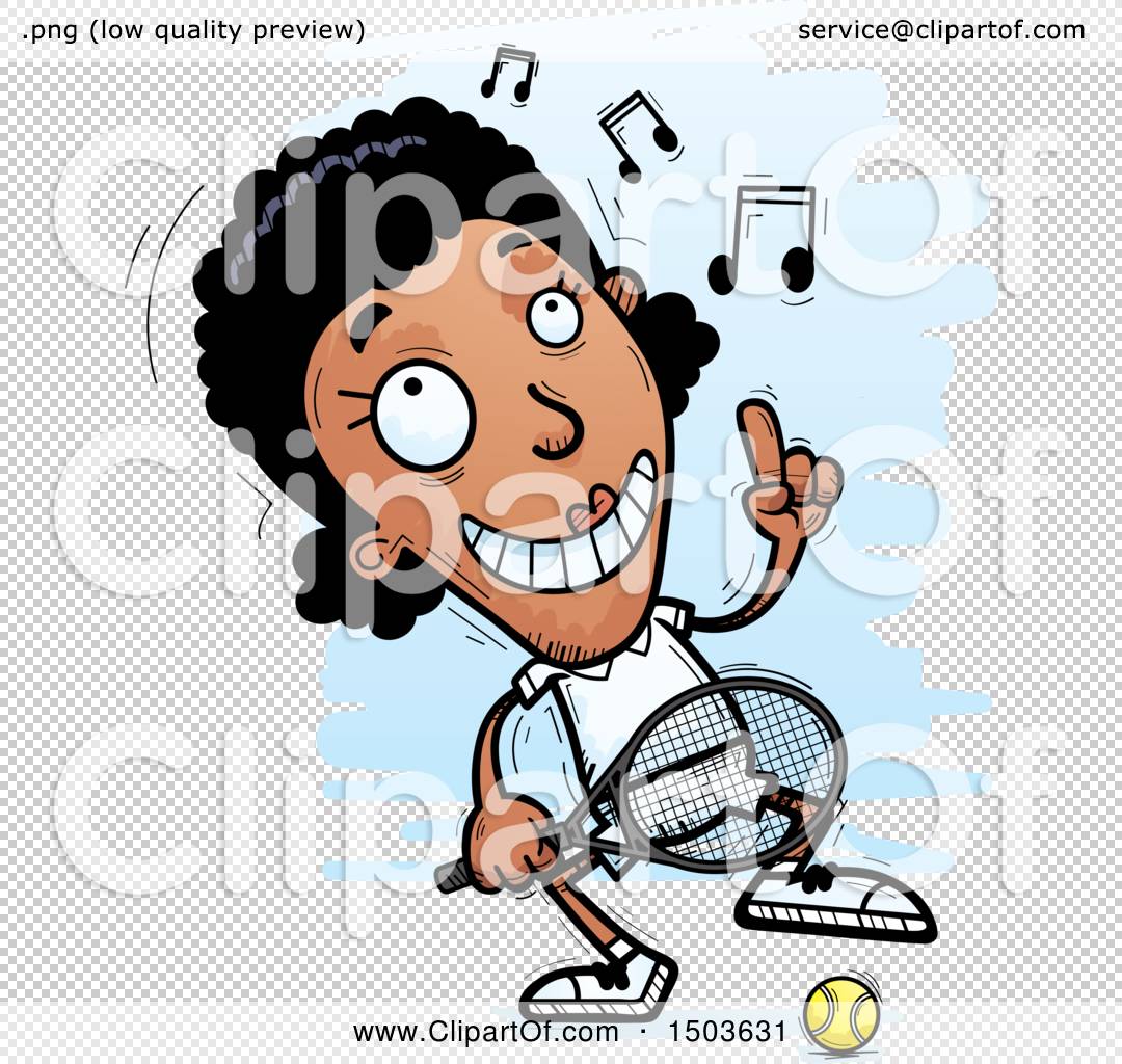 Clipart of a Happy Dancing African American Woman Tennis Player ...