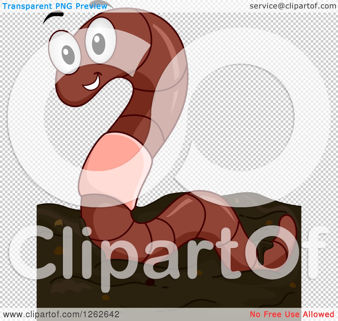 Clipart of a Happy Earthworm on Soil - Royalty Free Vector Illustration by  BNP Design Studio #1262642