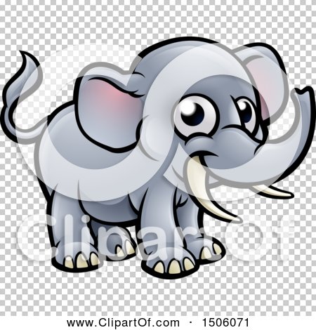 Clipart of a Happy Elephant with Tusks - Royalty Free Vector