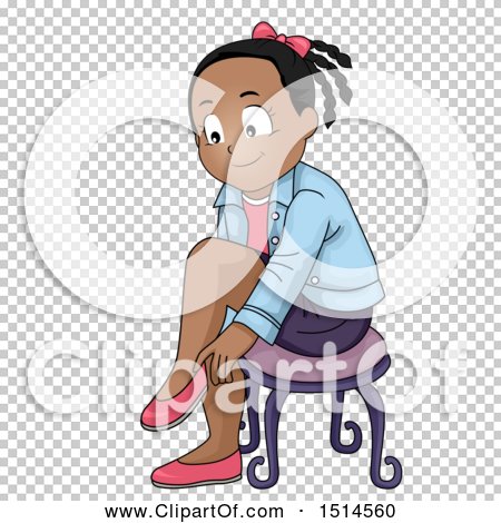 Clipart Of A Happy Girl Putting On Her Shoes Royalty Free Vector Illustrati...