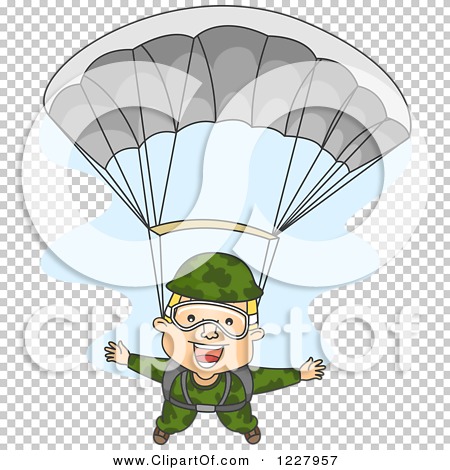 Clipart of a Happy Paratrooper Soldier Descending Wtih a Parachute